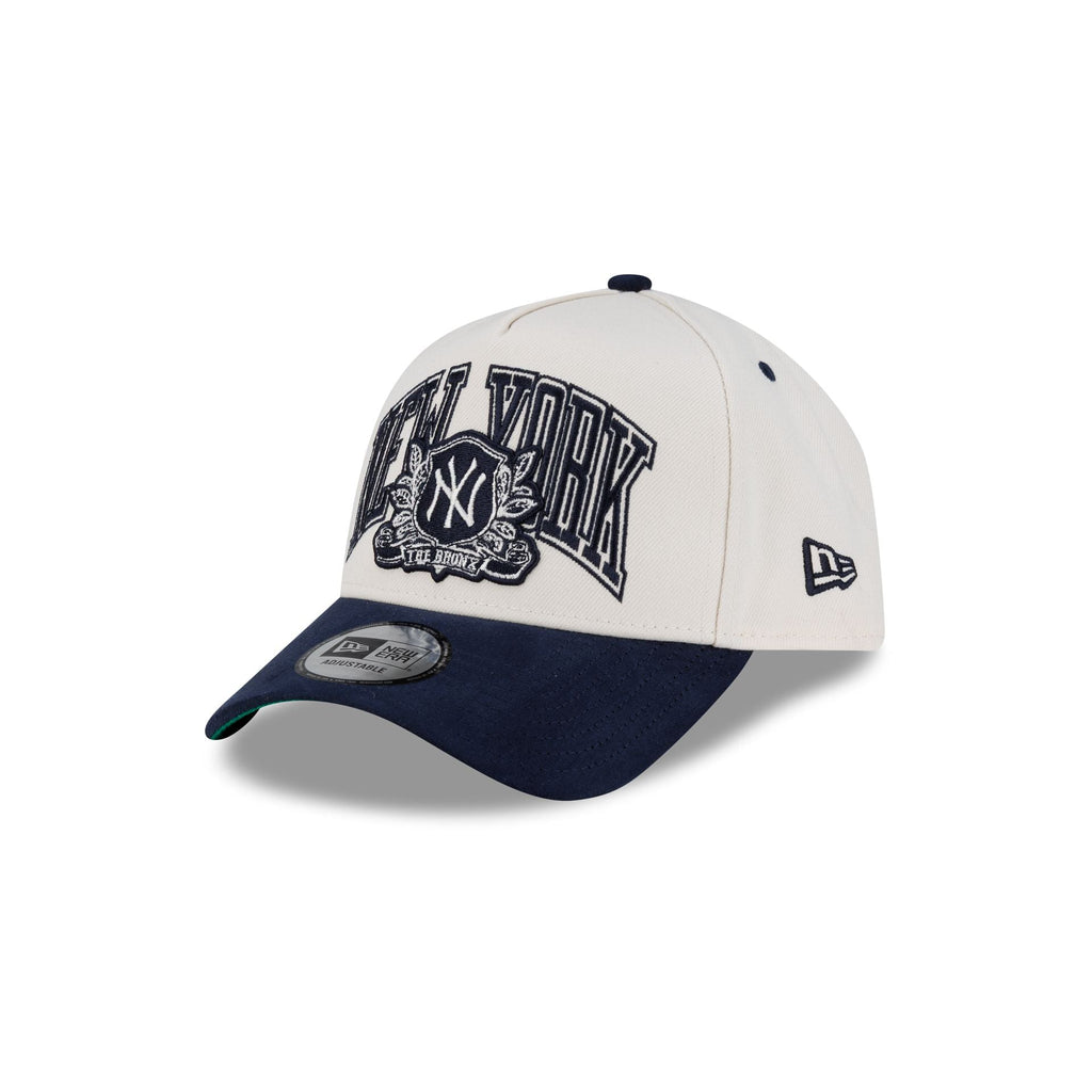 New York Yankees Navy Wordmark Suede 9FORTY A-Frame Snapback Hat