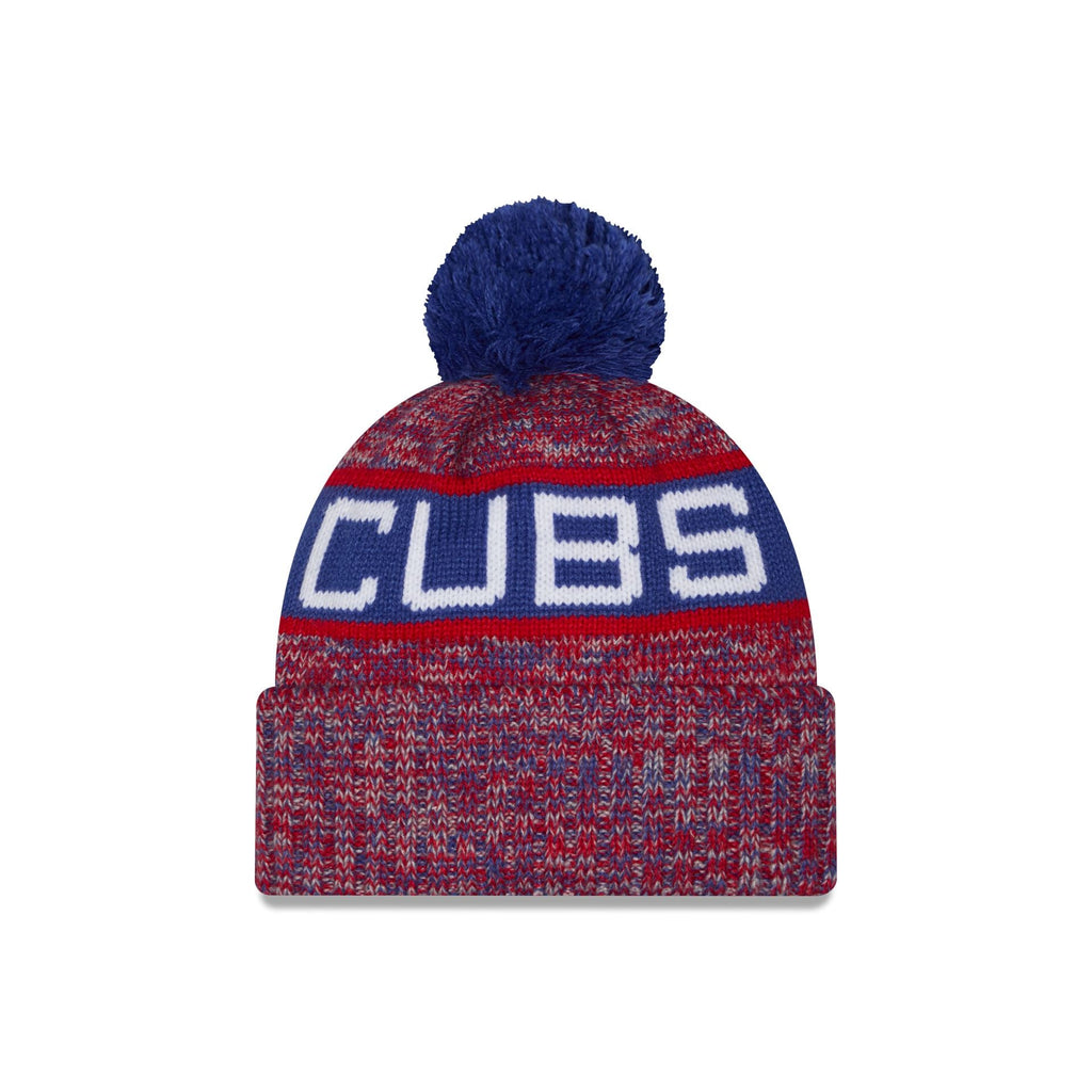 Chicago Cubs Tri Color Pom Knit Hat